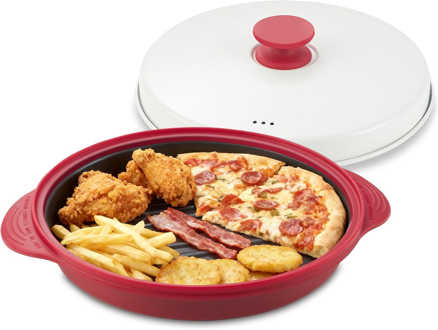 Microwave Grill Pan with Lid – Multi-Use Griddle & Crisper Tray for Browning, Grilling, and Crisping Meat, Sandwiches & Vegetables – Microwave Safe Cookware for Fast, Even Cooking