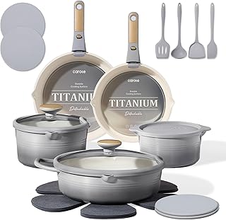 CAROTE Non-stick cookware set with detachable handle