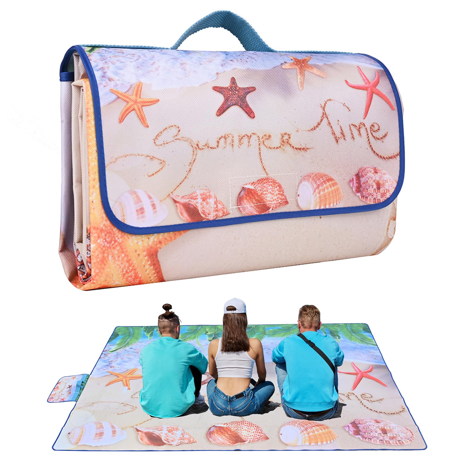 DanCoom Picnic Blanket, Foldable Waterproof Sand Mat, Extra Large Picnic Blanket Outdoor Picnic Mat Beach Blanket for Park Grass Camping Hiking Travel Family Concerts