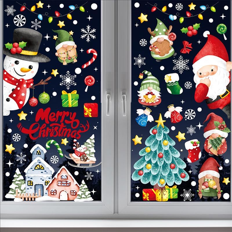 Miniatura 4 de Calcomanías de Navidad para ventana, calcomanías de Navidad para ventana, calcomanías de Navidad para ventana, grandes, copos de nieve, renos, Papá