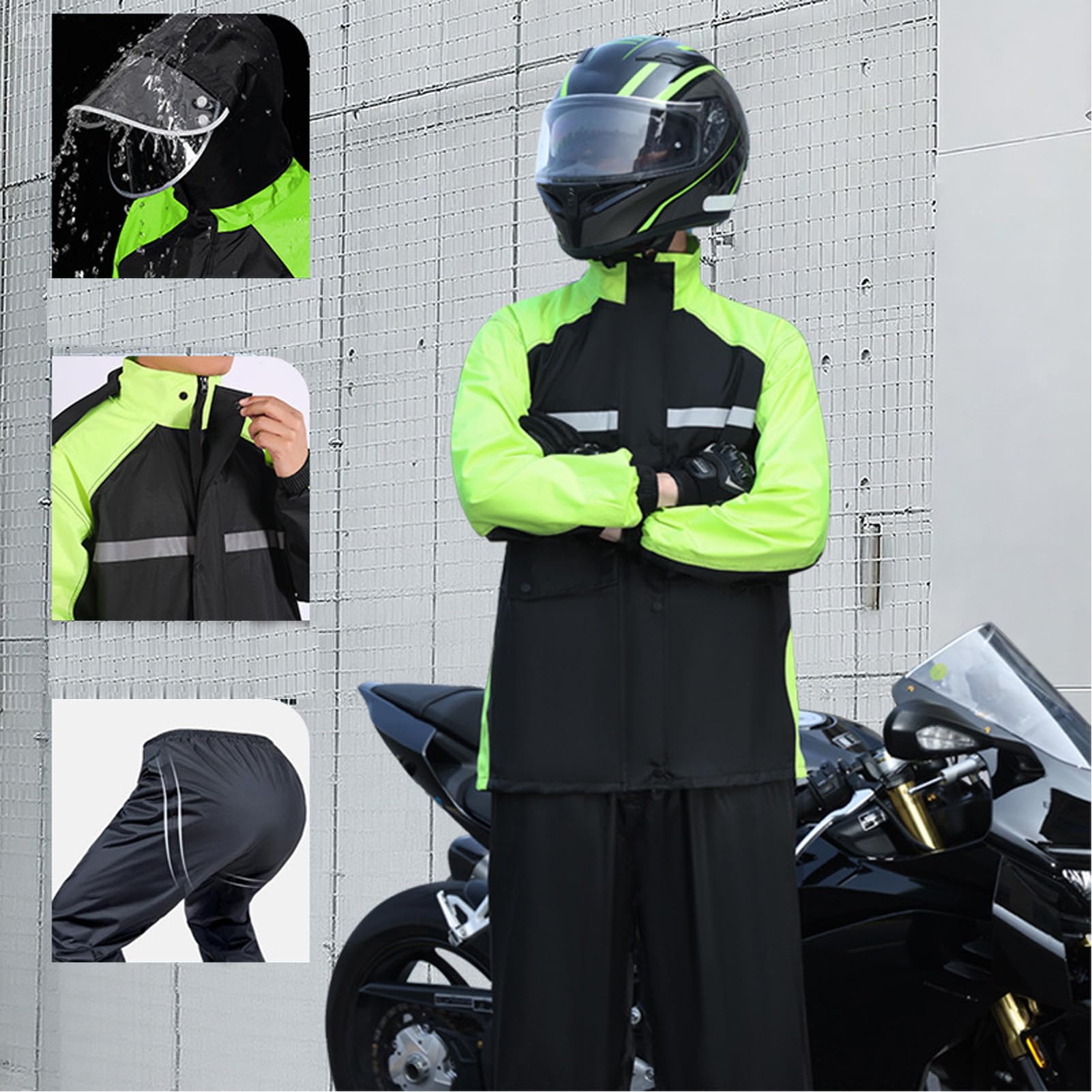 Motocyklowy sprzęt przeciwdeszczowy – męski kombinezon przeciwdeszczowy, odblaskowy, lekki płaszcz przeciwdeszczowy z butami, ponczo do polowania, prac budowlanych, wędkowania, kempingu, jazdy na