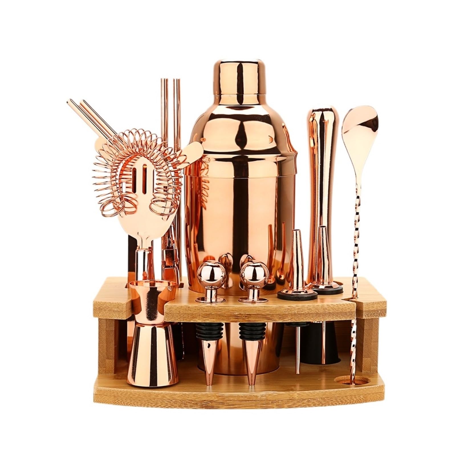 Juego de coctelera for hacer, herramientas barra, mezclador 750ML for fiesta bebidas(Rose Gold A)