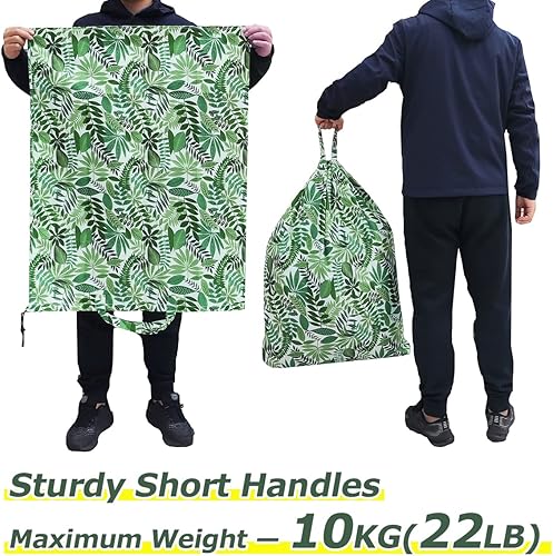 Miniatura 5 de Bolsa de lavandería grande con asas, ropa sucia grande lavable, bolsa organizadora con cordón, cesta de ajuste, cesta de campamento, viajes, hogar,