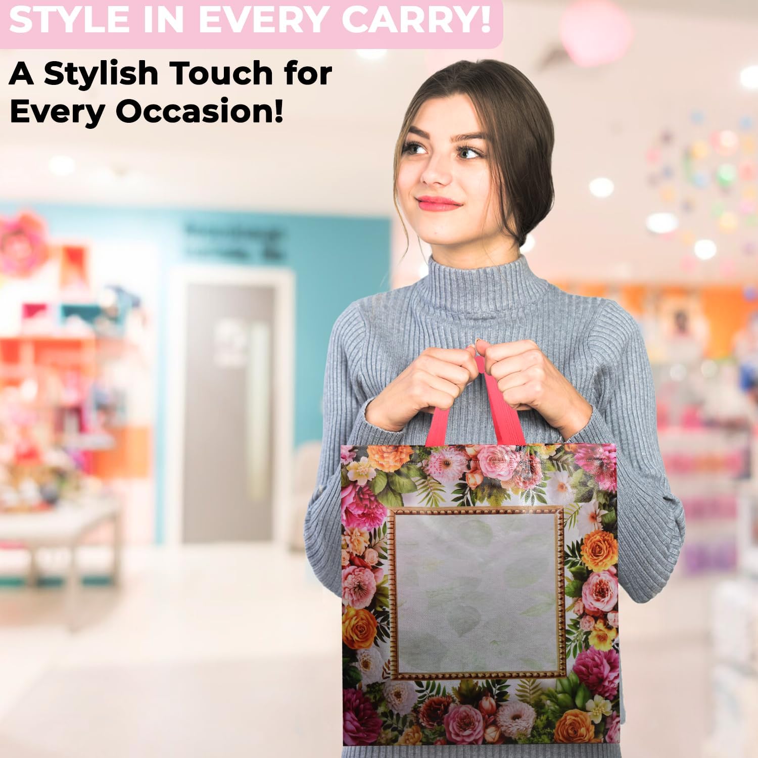 Premium Reusable Gift Bag Set – 12 Pack of Stunning, Glossy Gift Bags for Birthdays, Weddings, Baby Showers, & Special Celebrations (Multicolor, 13 x 14 x 5) image 3