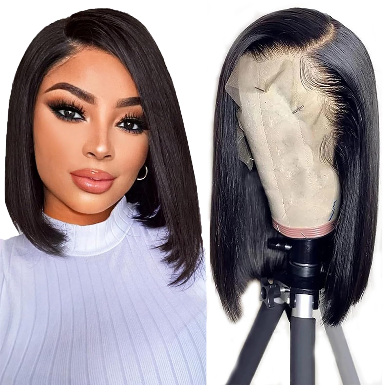 ?JAN BLACK BANGED BOB LACE FRONT WIG? *NWT* 14 main image 3
