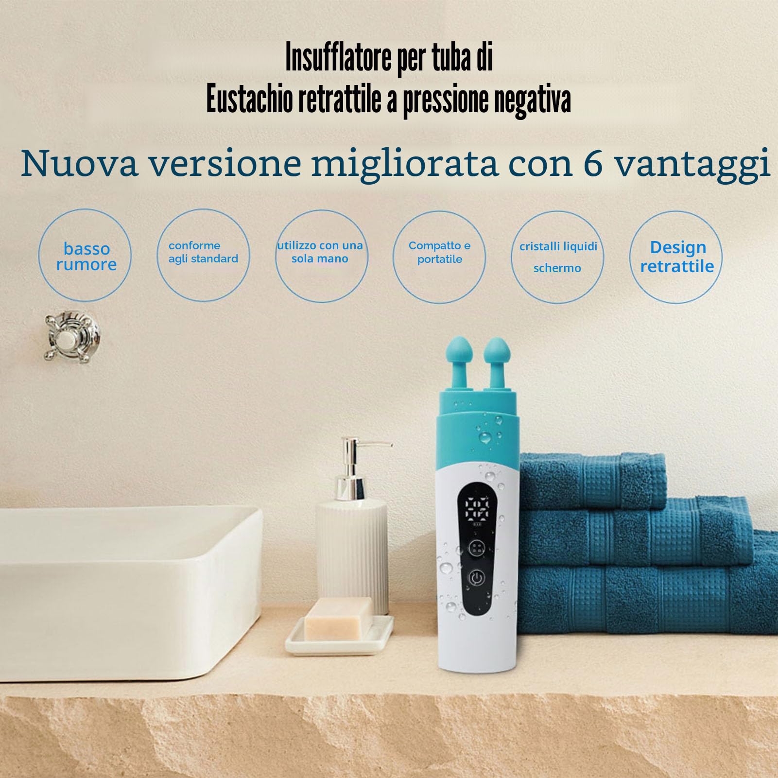 Dispositivo di Scarico Pressione Orecchio – Sbloccatore Tromba di Eustachio Bilanciato, Regolatore Pressione Auricolare per Volo, Immersioni, Nuoto, USB Ricaricabile con Doppia Tes