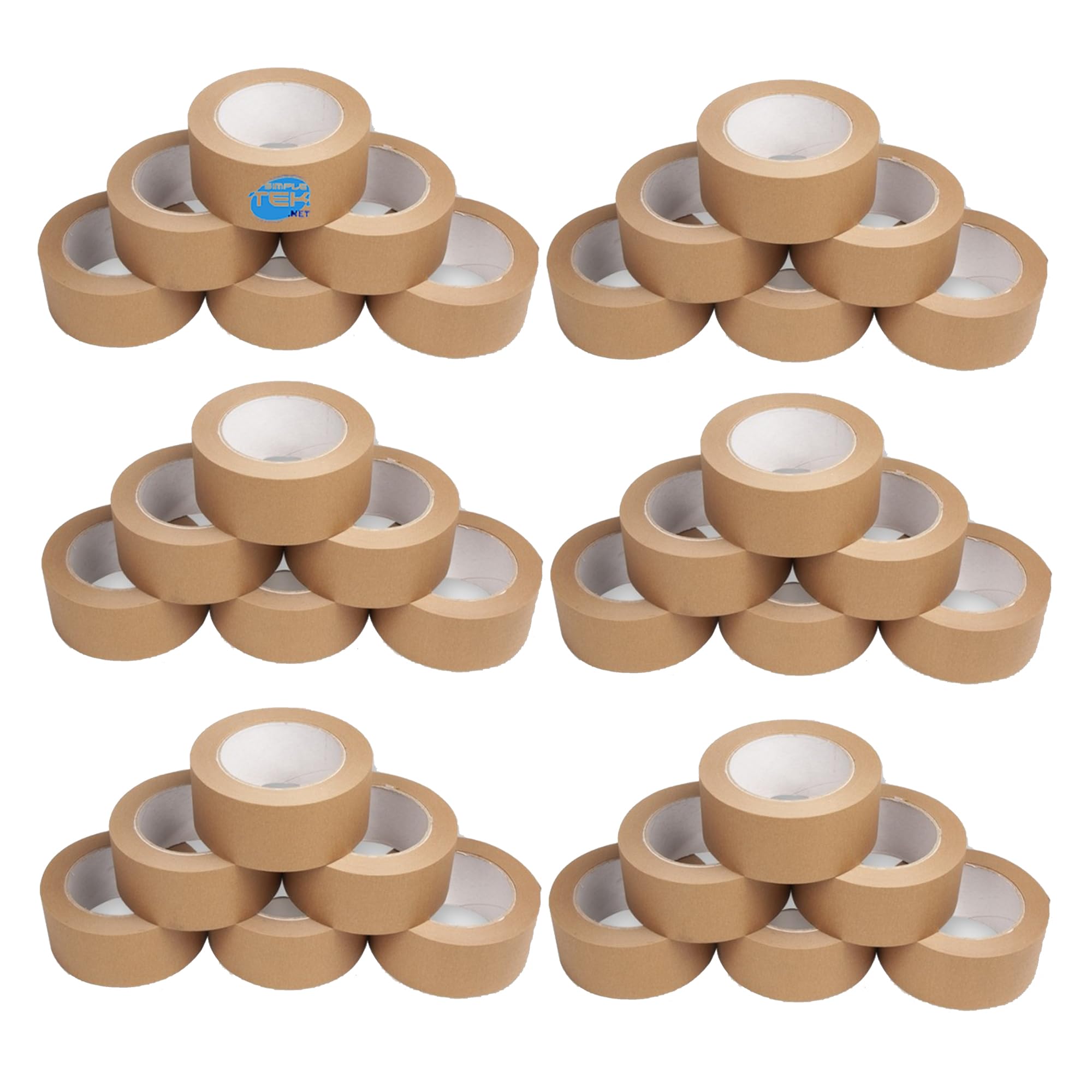 SIMPLETEK - 36 X Rotolo Nastro Adesivo In Carta Marrone E-Commerce Imballo Pacchi Trasloco Eco 100% Riciclata 50 metri X 50 mm (36 pezzi)