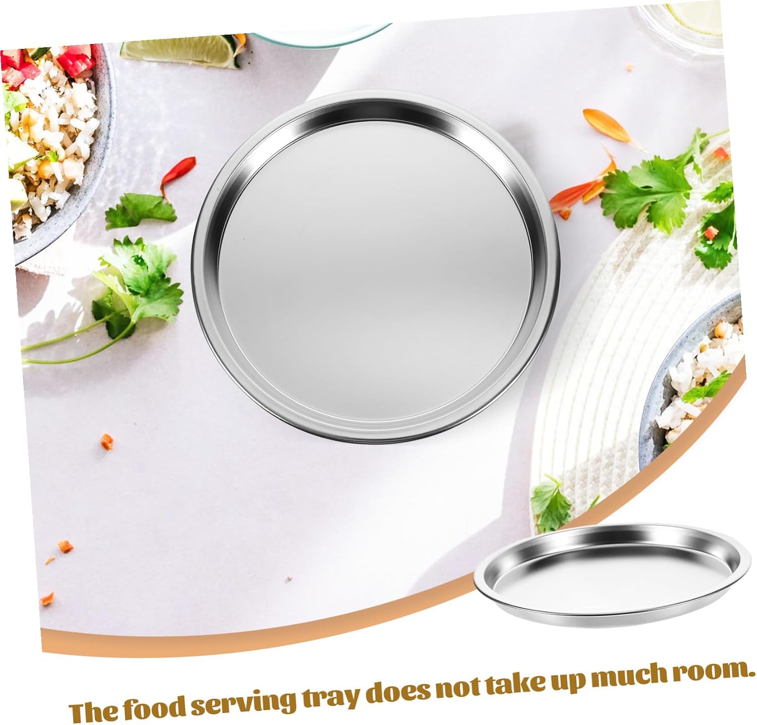 Hemoton Metal Tray Steel Plates Stainless Steel Dinner Plate Metal Round Feeding Dishes for BBQ Steak Outdoor Camping 16cm Snack Dish Snack Tray