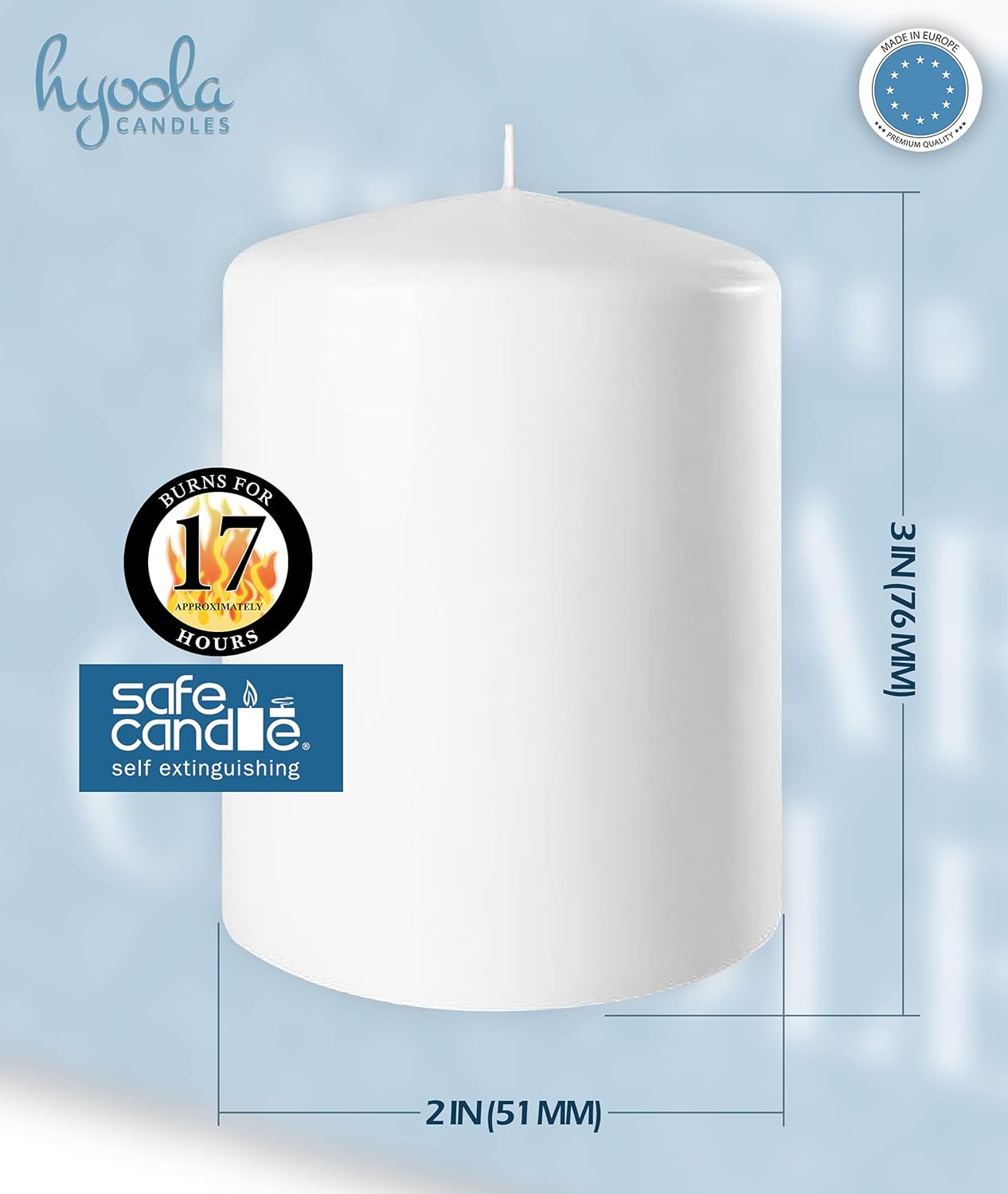 Hyoola White Pillar Candles 2x3 Inch - 24 Pack Unscented Bulk Pillar Candles - European Made : Home & Kitchen
