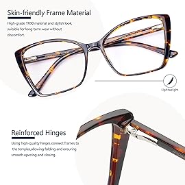 JFXQDR Blue Light Blocking Glasses for Women, Oversized Trendy Cat Eye Computer Gaming Glasses Anti Glare & UV Glare RF6204 (Coco Tortoise Cateye Frame)