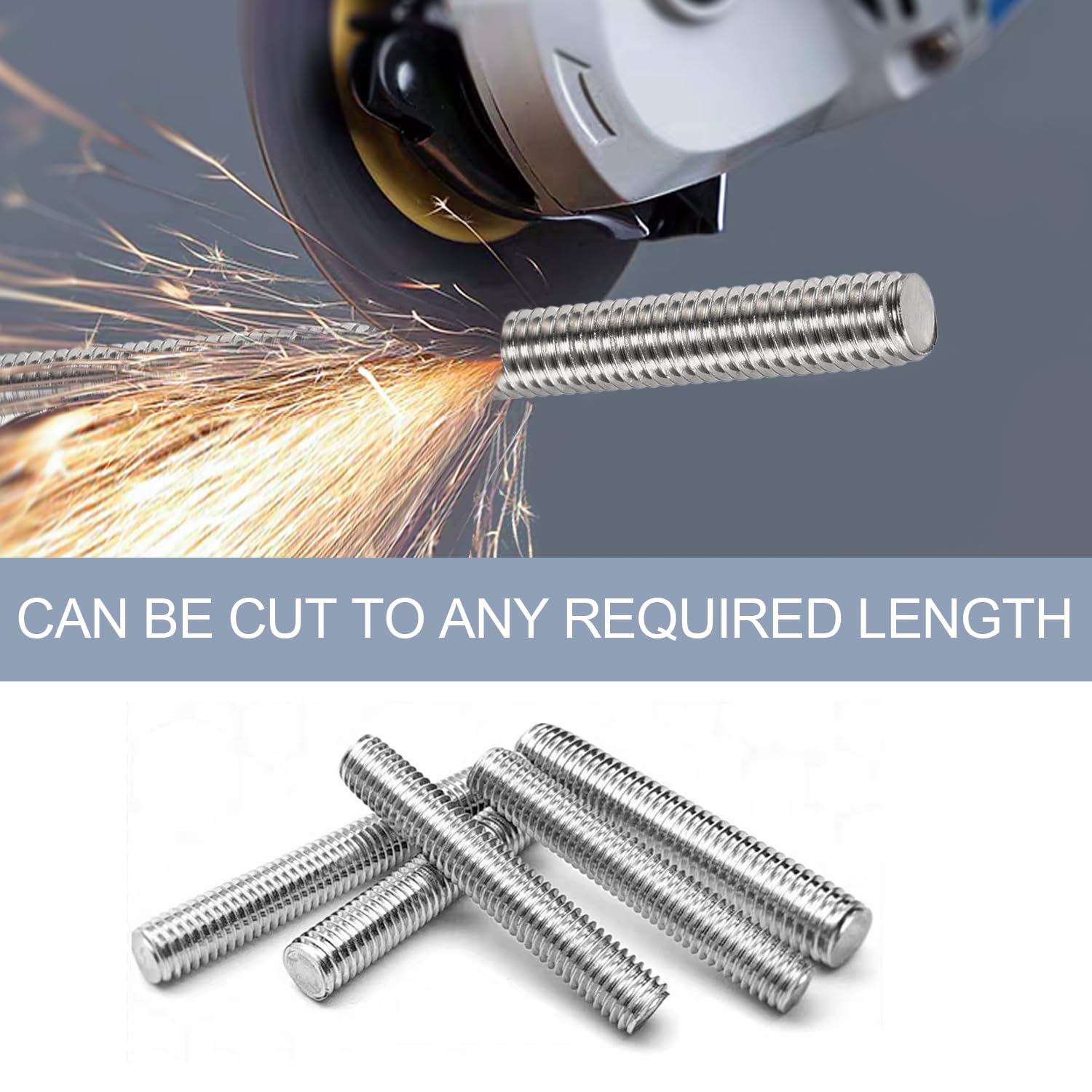 2 Pack M10-1.5mm Pitch Fully All Threaded Rod Studs,300mm/11.8" Long 304 Stainless Steel Cuttable Metric Threaded Screw Right Hand Threads for Anchor Bolts Clamps DIY Projects (M10x300mm(2PCS))