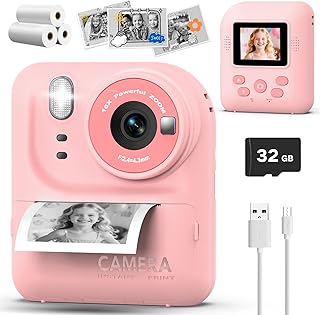 Teslahero Kids Camera Instant Print Photo, Portable Thermal Printing Camera Toy with HD Digital Video, 3-12 Years Old Boys...