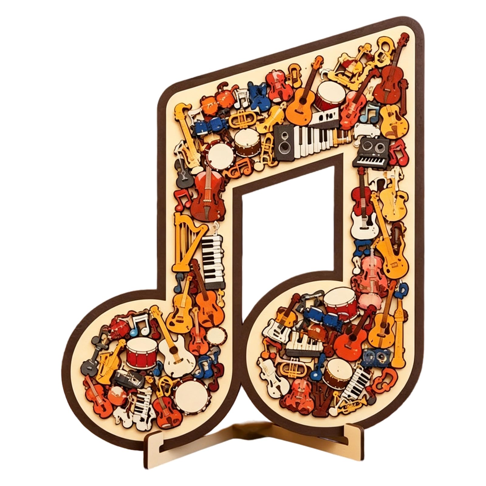 Introti Musical Note Instrument Jigsaw Puzzle Ornament Creative Musical Instrument Puzzle Decor Music Notes Wooden Jigsaw Puzzle Gifts for Men Women Teacher Students Musicians (C)