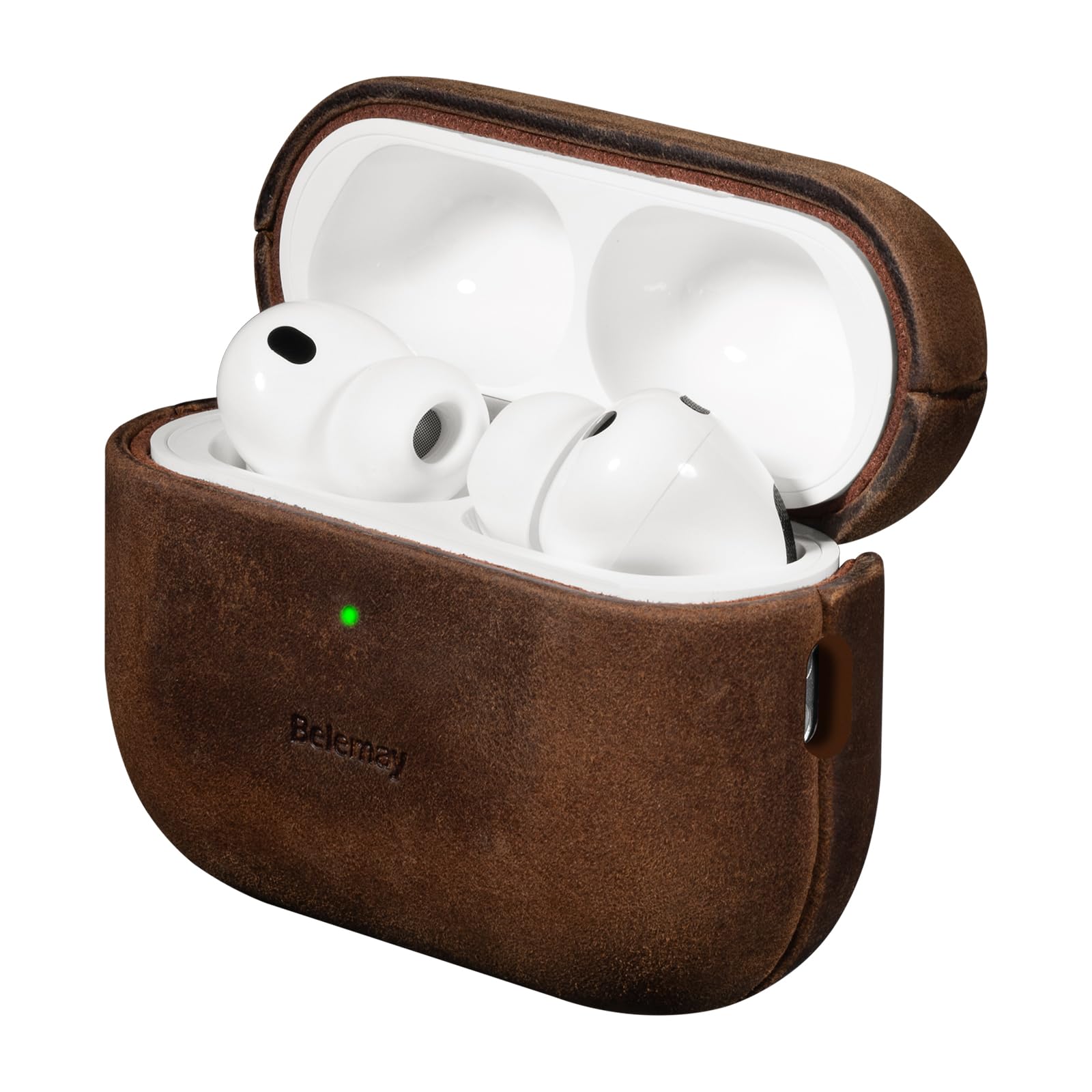 Apple AirPods Pro 本体 左耳 ブラウンケース付き Amazon.com: Belemay Handcrafted Crazy Horse Leather Case for