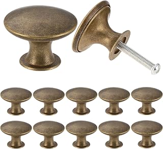 TsunNee 12PCS Vintage Cabinet Knobs, Chic Drawer Knobs, Antique Brass Kitchen Cupboard Handles, 30mm Round Furniture Door Knobs