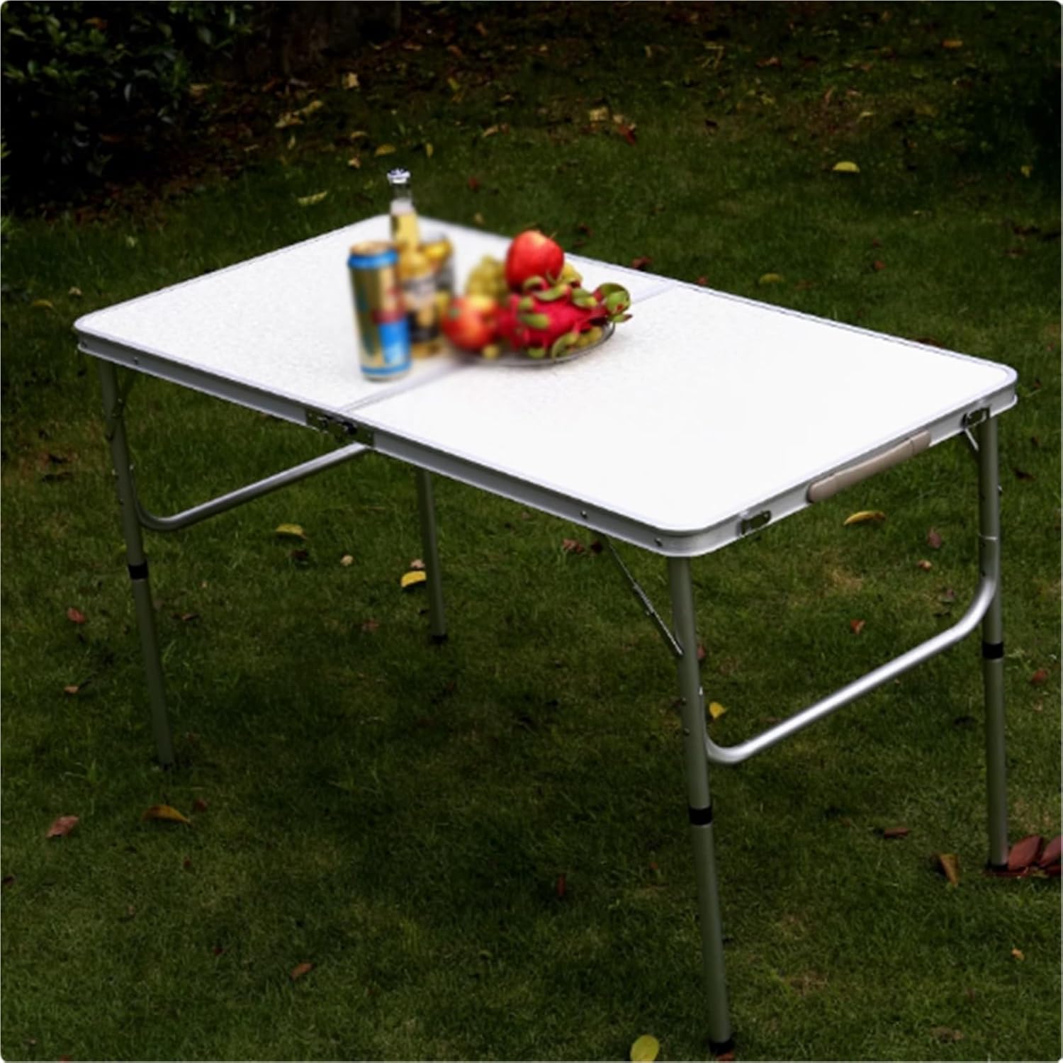 Multipurpose Rectangle Folding Table, Plastic, Portable Heavy Duty Camping Table with Easy Carrying Handle, for Camping & Party Indoor Outdoor