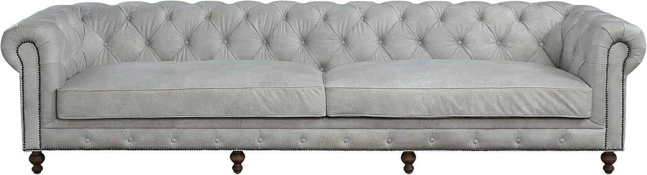 Vintage White Leather Sofa