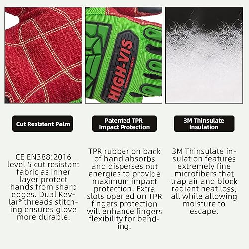 Vista 24 de Seibertron High-VIS SDXW - Guantes de trabajo de seguridad impermeables para condiciones de clima frío y petróleo S