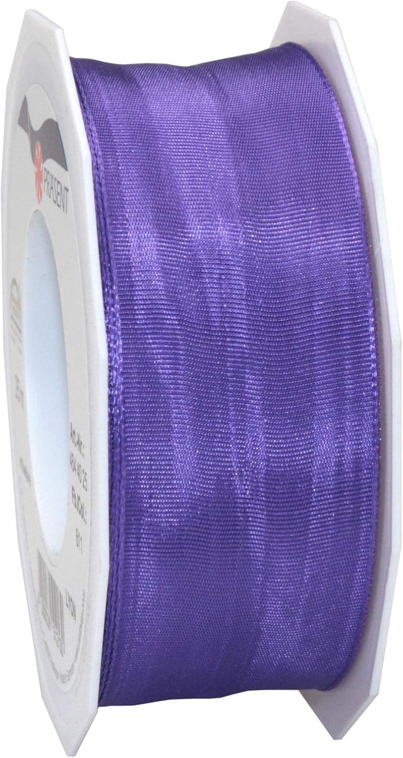 Präsent Lyon Wired Taffeta Ribbon, Purple, 40 mm-25 m