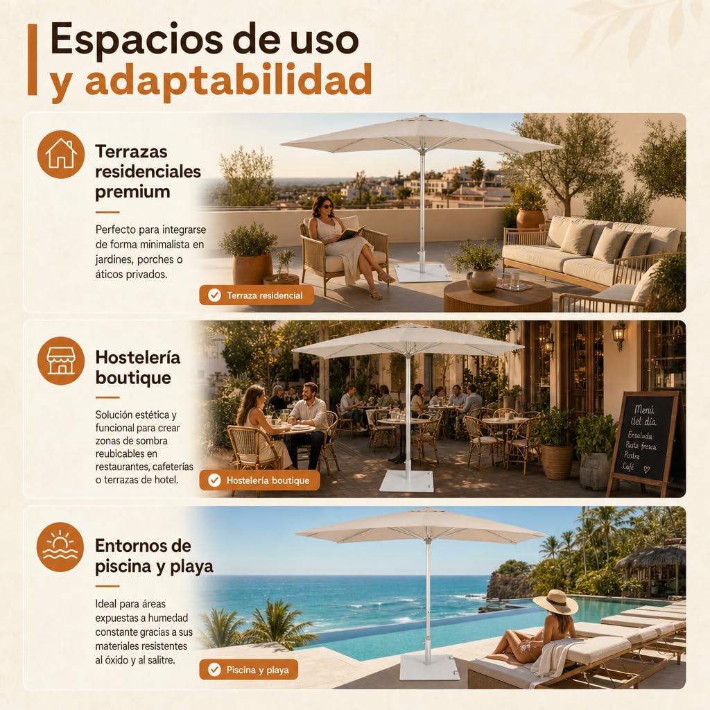 Parasol de Jardín, Sombrilla Cuadrada de Terraza con Protección UV50+ Estilo Minimalista, 2.5x2.5 m Beige