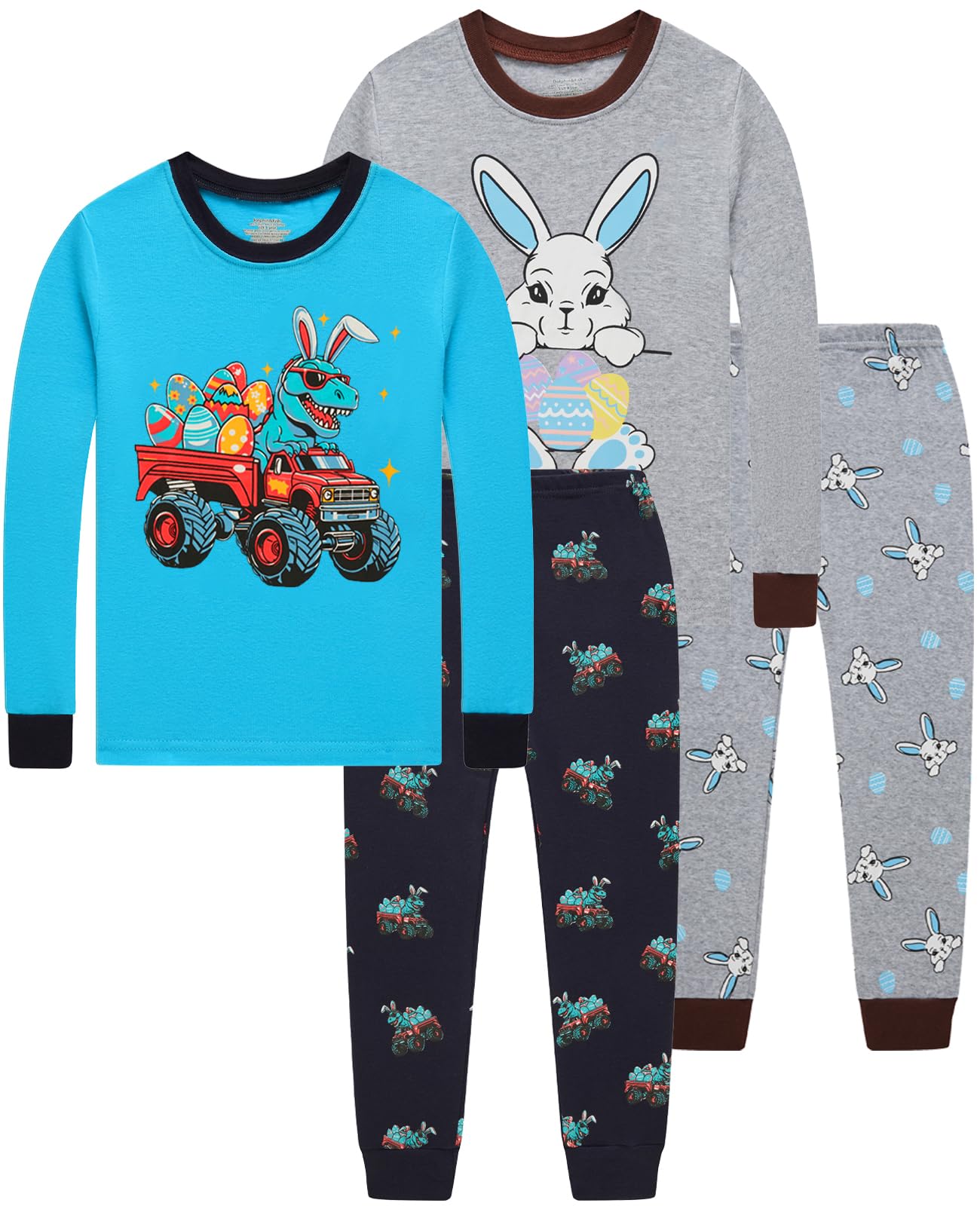Dolphin&Fish Boys Pajamas 4Piece Toddler Kids Pjs Sets Cotton Toddler Clothes Sleepwears