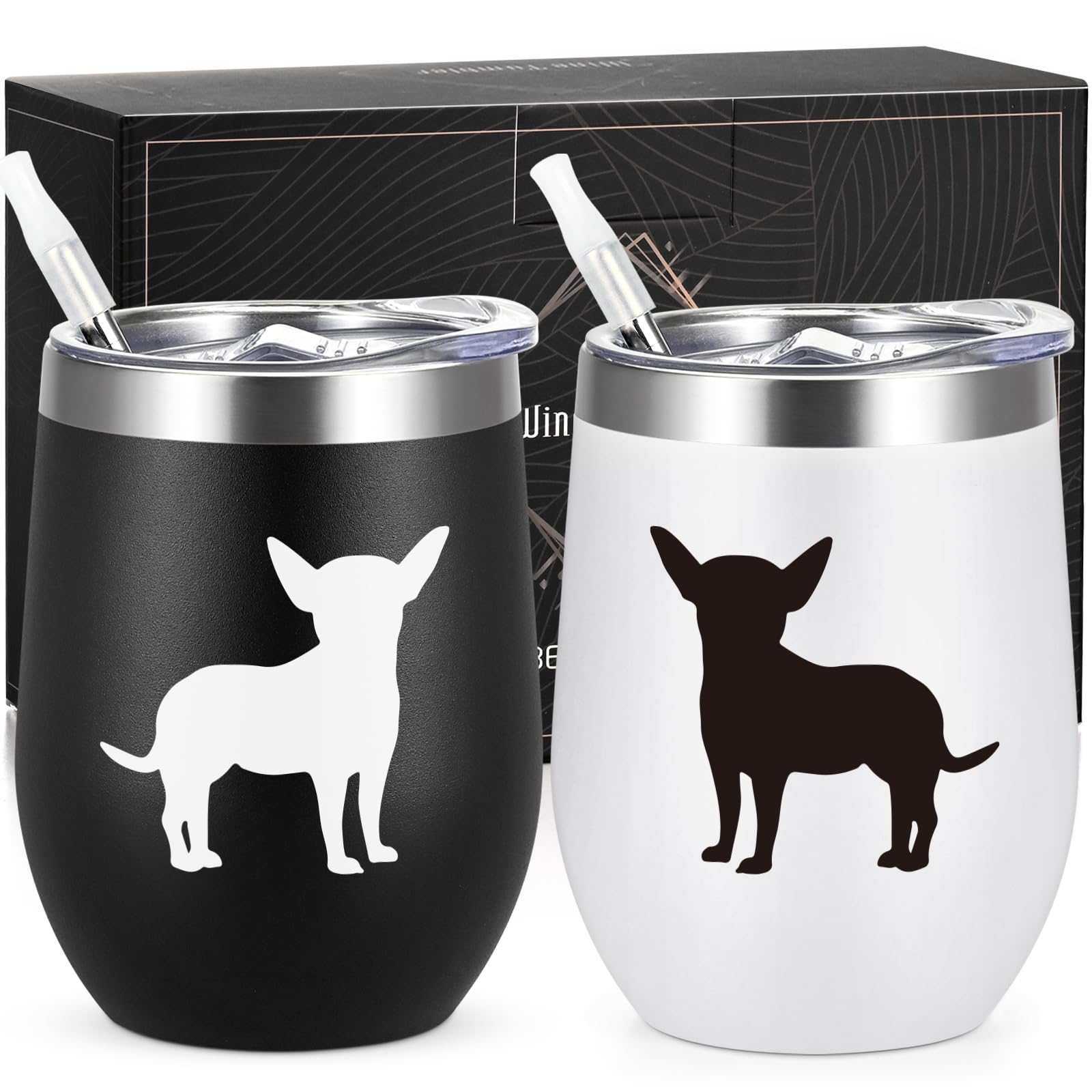 Verres à vin chihuahua en inox pour pique-nique et soirées entre amis