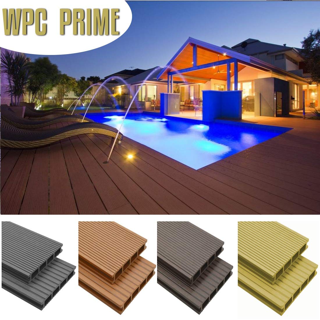 Listones WPC 10 m² madera compuesta resina para pavimentación jardín suelos color gris