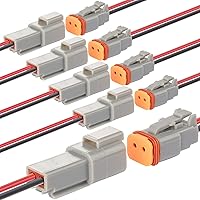 Vista 1 de Conector de cable eléctrico de 2 pines, 7.9 pulgadas, 16 AWG, macho hembra, impermeable, enchufe de desconexión rápida para automóvil, camión