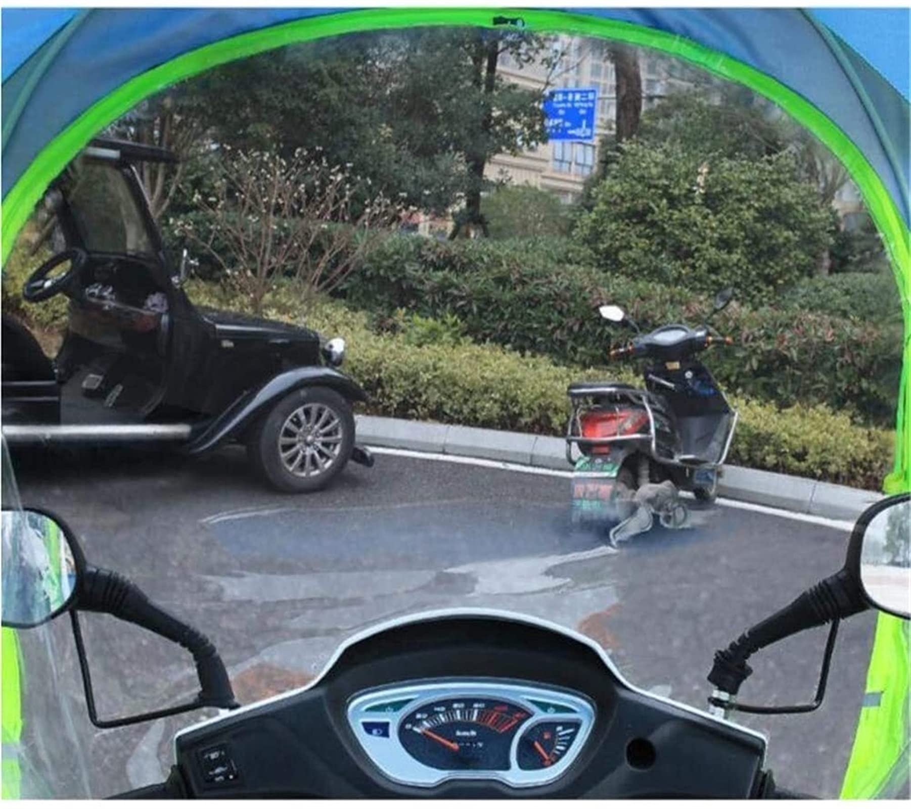 Copertura parasole universale per moto elettrica, copertura impermeabile per scooter, copertura per ombrellone per tettuccio per auto a batteria (blu)