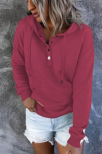 Miniatura 4 de NEYOUQE Sudaderas de moda para otoño e invierno con botones de cuarto para mujer estilo casual de moda cuello redondo