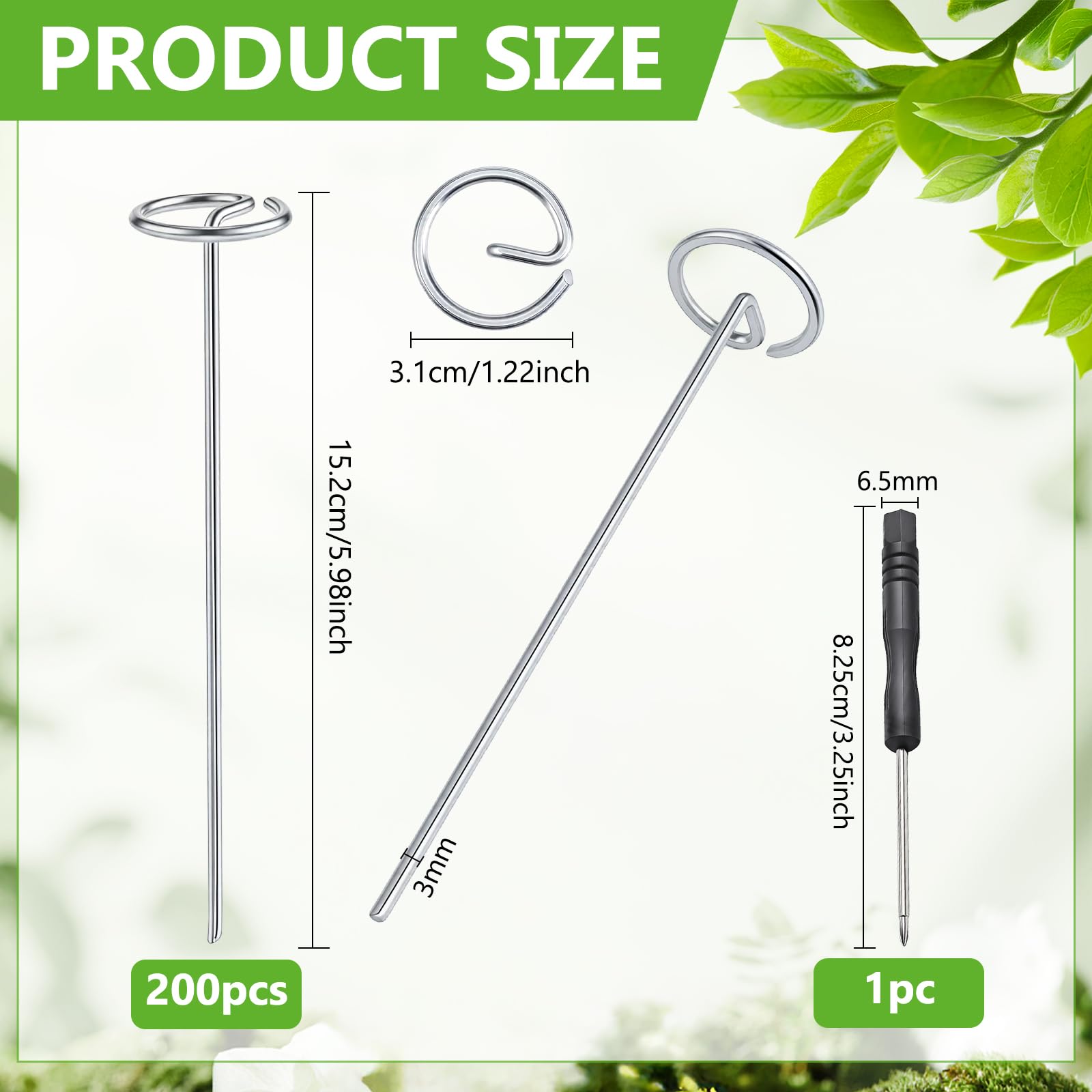 200 piezas de tela de paisaje alfileres en forma de G Grapas de acero al carbono galvanizado estacas de jardín 6 x 1,2 pulgadas para protección de malezas para jardín, patio, cubierta de