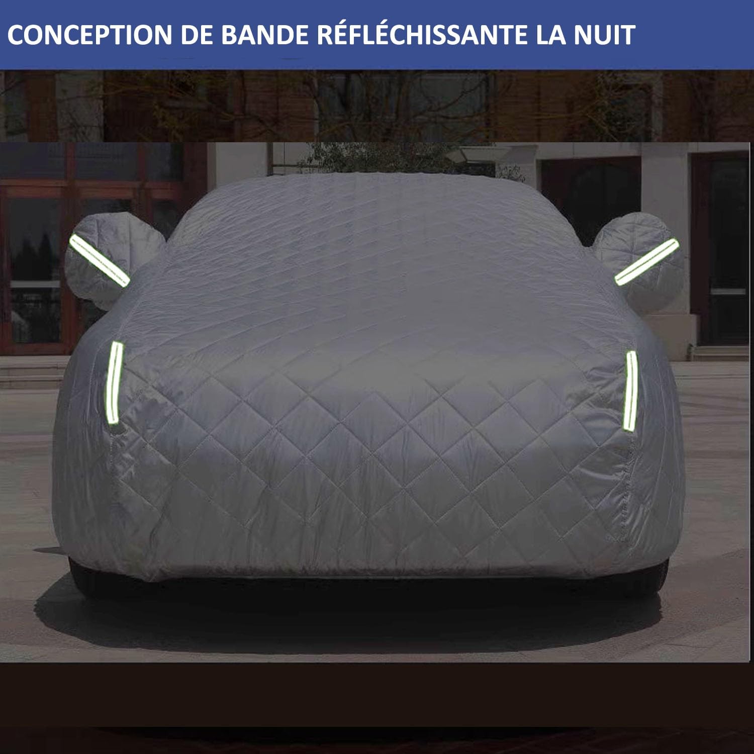 Anti-grêle Bache Voiture Exterieur pour Kia Sportage 2010-2025 Bache Voitures Coton épais,Argenté Housse De Protection Voiture Exterieur Anti Neige Soleil pour la Plupart des Voitures,Berlines et SUV