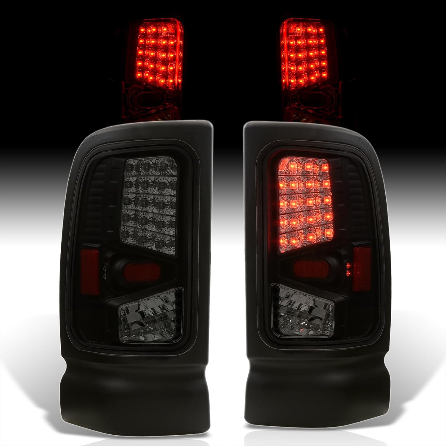 AJP Distributors Rear LED Tail Lights Brake Stop Lamps Parking Running Signal Assembly Pair Set Compatible/Replacement For Ram 1500 2500 3500 Pick Up Truck 1994 1995 1996 1997 1998 1999 2000 2001 2002