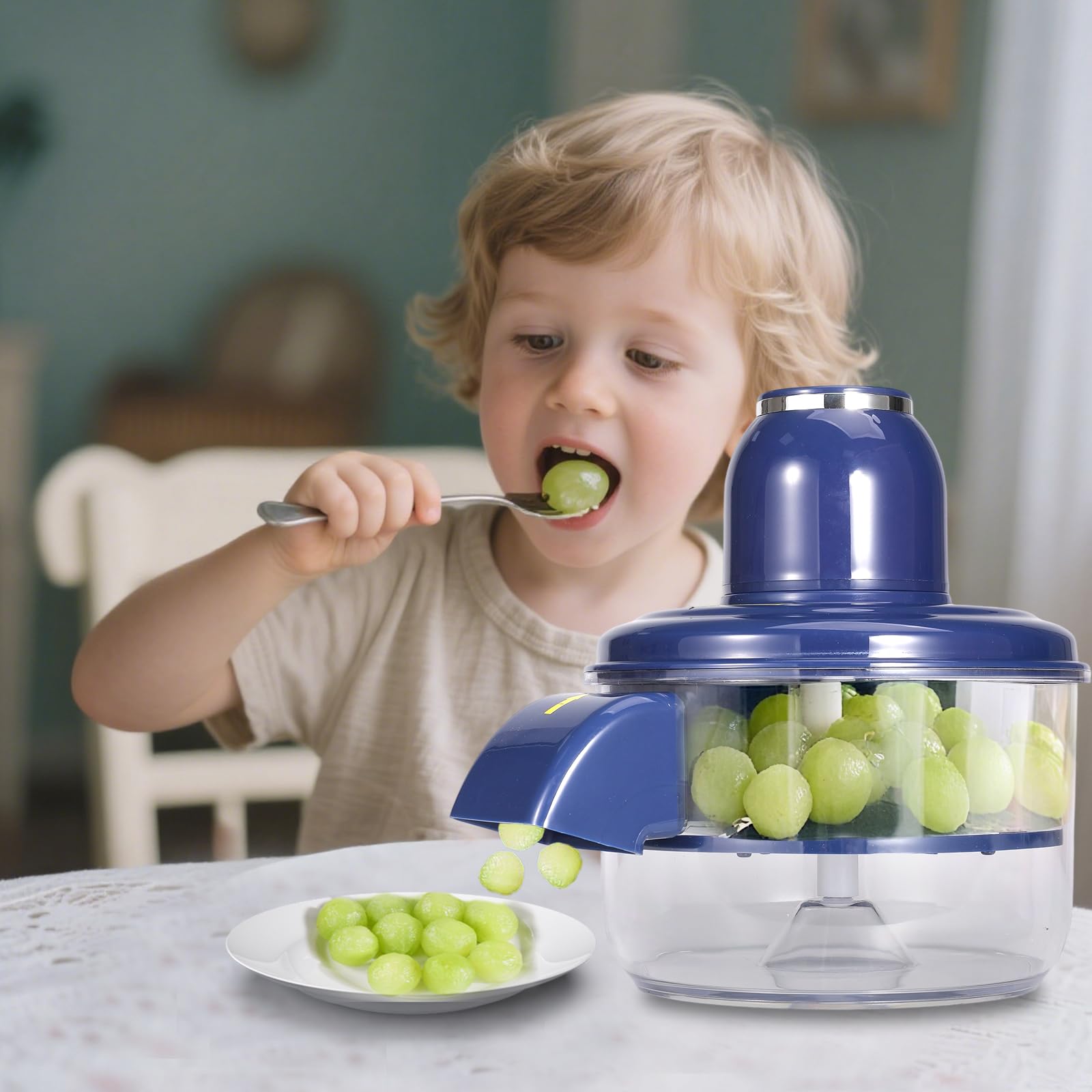 Éplucheur de raisin,électrique portable pour fruits et légumes (Bleu)