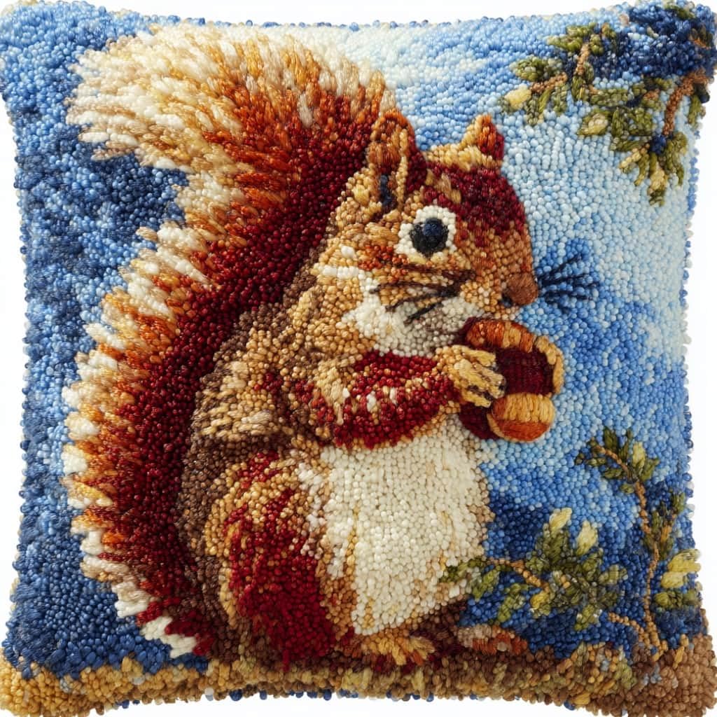 kitphoenix Latch Hook Kits for Adults Squirrel 43Cmx43Cm