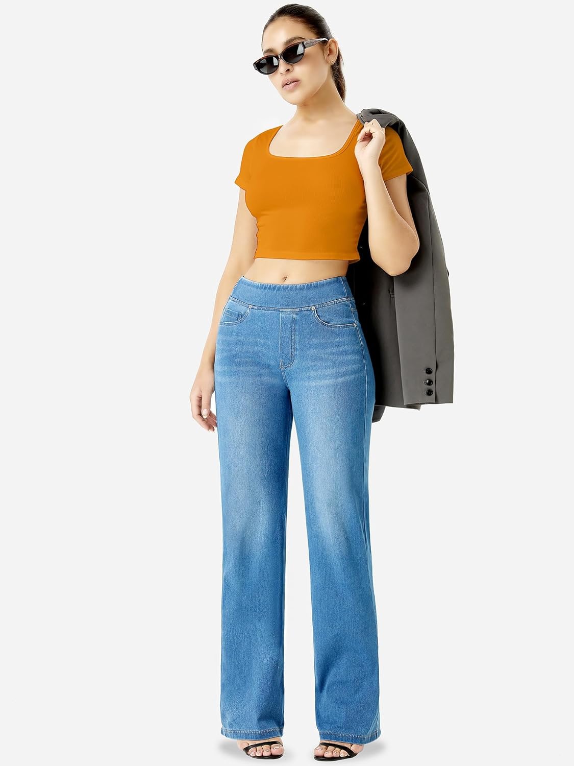 High Waisted Straight Leg Jeans，Wide Leg Jeans Woman Baggy Loose Boyfried Denim Pants - Image 5
