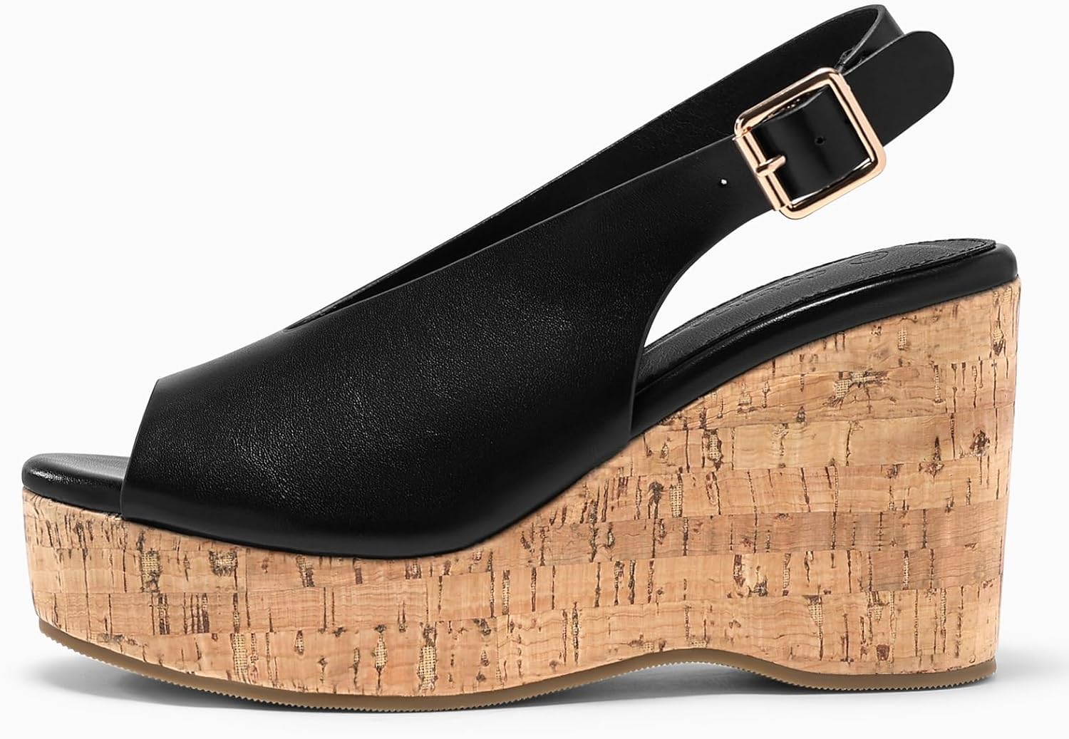 Coutgo Womens Platform Wedge Sandals Open Peep Toe Slingback Cork High Heels Summer Beach Shoes - Image 4