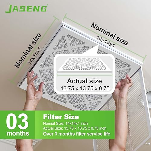 Miniatura 3 de Filtros de aire de 14 x 14 x 1 pulgadas, filtros de horno HVAC plisados MERV 8 (paquete de 2) - Defensa contra el polvo, MPR 600 - Dimensiones