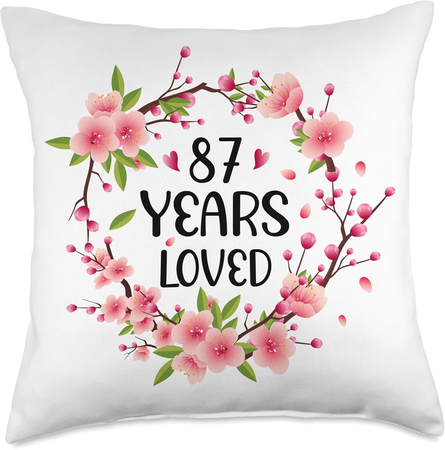 Floral 87 Years Old 87th Birthday Women 87 Years Loved Throw Pillow