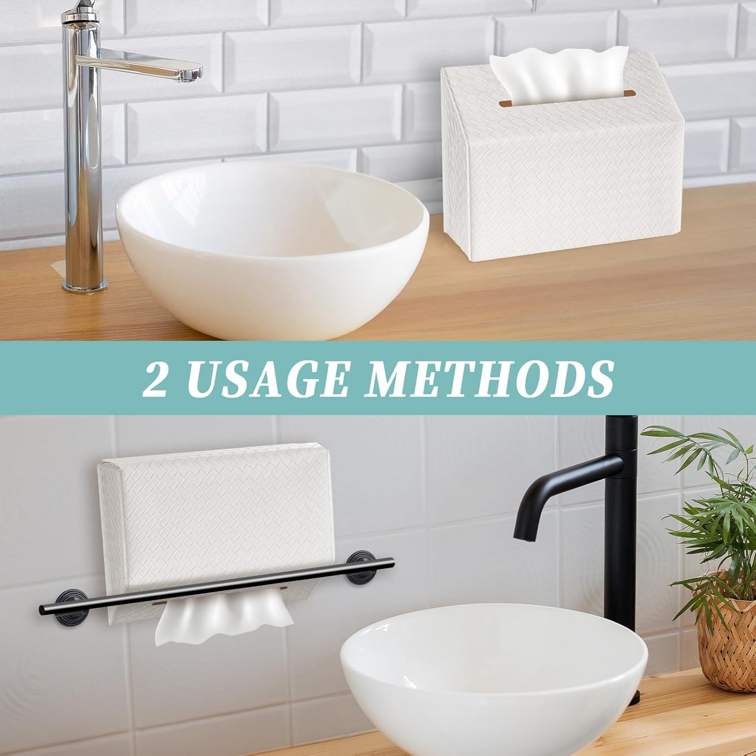 PU Leather Tissue Box Cover for Kleenex Hand Towels, Versatile