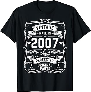 Vintage 2007 18 Years Old Gifts for Men 18yr 18th Birthday T-Shirt