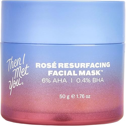 Then I Met You Rosé Resurfacing Facial Mask, Nourishing & Brightening Face Treatment with AHA, BHA & Resveratrol, Vegan & Clean Korean Skincare, 1.76 oz