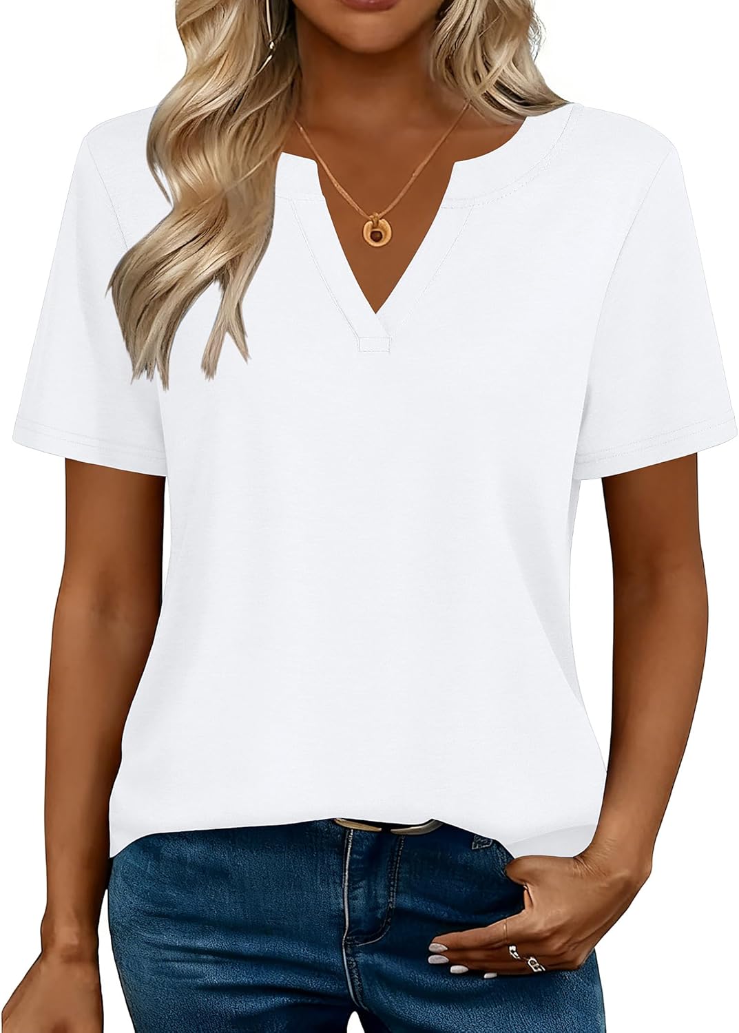 Zeagoo Womens Tops Short Sleeve V Neck Tee Shirts Cute Dressy Casual Clothing Business Work Blouse - Image 4