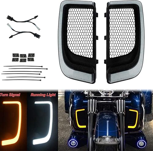 Miniatura 4 de HDBUBALUS Guantera de carenados de pierna ventilada inferior con protector de motor, parrillas, luces y cubierta de placas sólidas compatible con