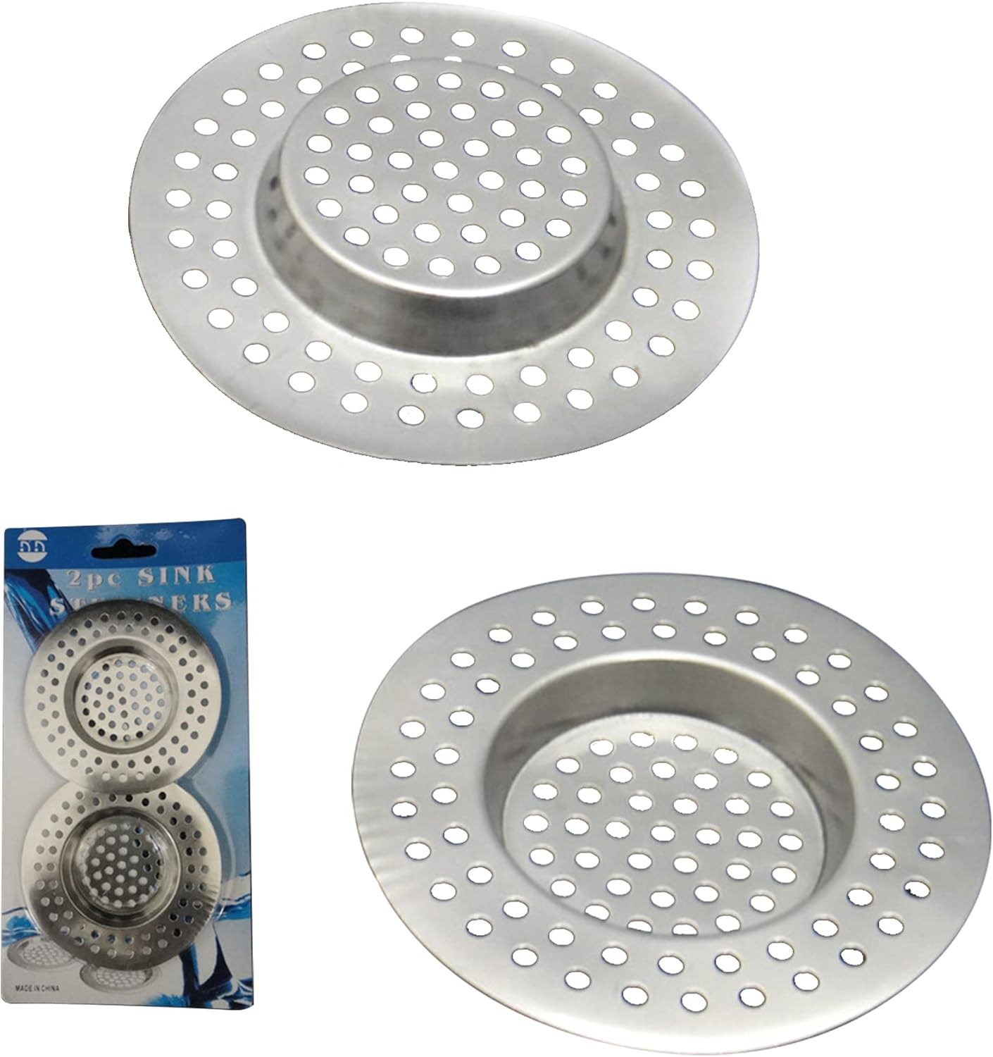 Sink Strainer Plug Hole Hair Catcher 2Pcs Stainless Steel Hair Catchers