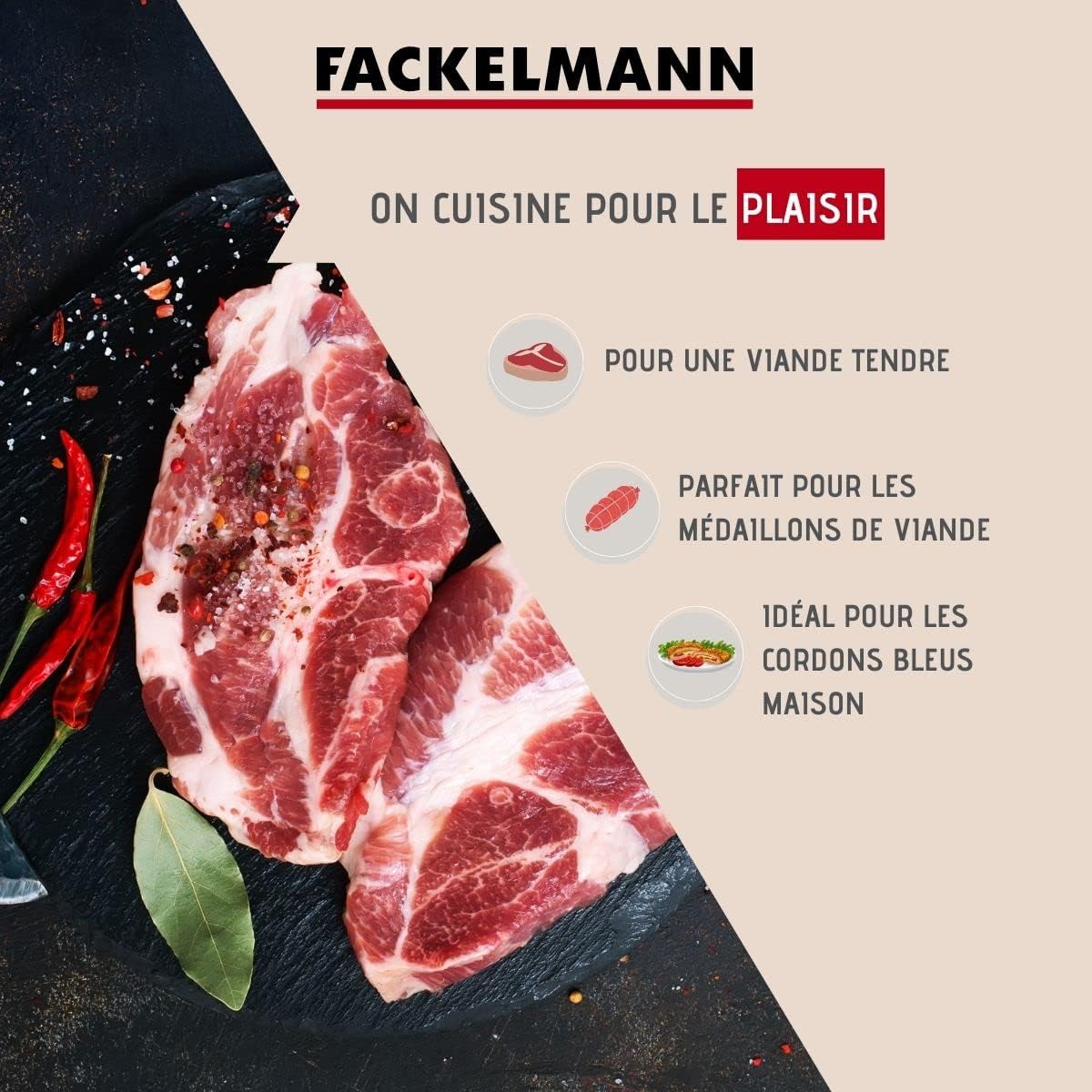Fackelmann 31127 Meat tenderizer, Beech Wood, Natural