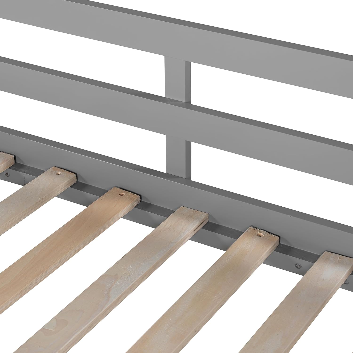 Twin Size Loft Bed, Solid Wood Loft Bed Frame with Ladder for Kids Teens Adults, Heavy Duty Bed with Support Slats, Space-Saving, No Box Spring Needed, Grey