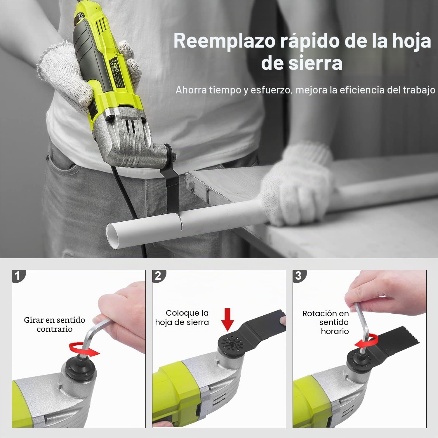 DEWINNER Herramientas oscilantes, 6 velocidades variables 0-23000RPM Herramienta multifunción 300W, Accesorios con cuchillas multifunción de fijación