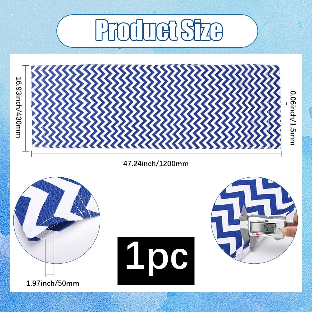 GORGECRAFT 120X43cm Beach Sling Chair Replacement Canvas Outdoor Chairs Cloth Replacements Blue Portable Reclining Patio Folding Chair Fabric for Summer Sunbathing Garden Courtyard Beach Relaxation - Image 2