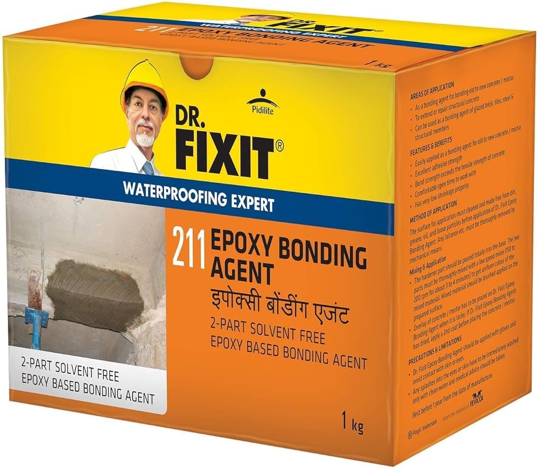 Dr. Fixit Epoxy Bonding Agent - 1Kg, Suitable for Bonding new to old concrete, bricks and steel components, bricks, tiles - Waterproofing Expert Agent